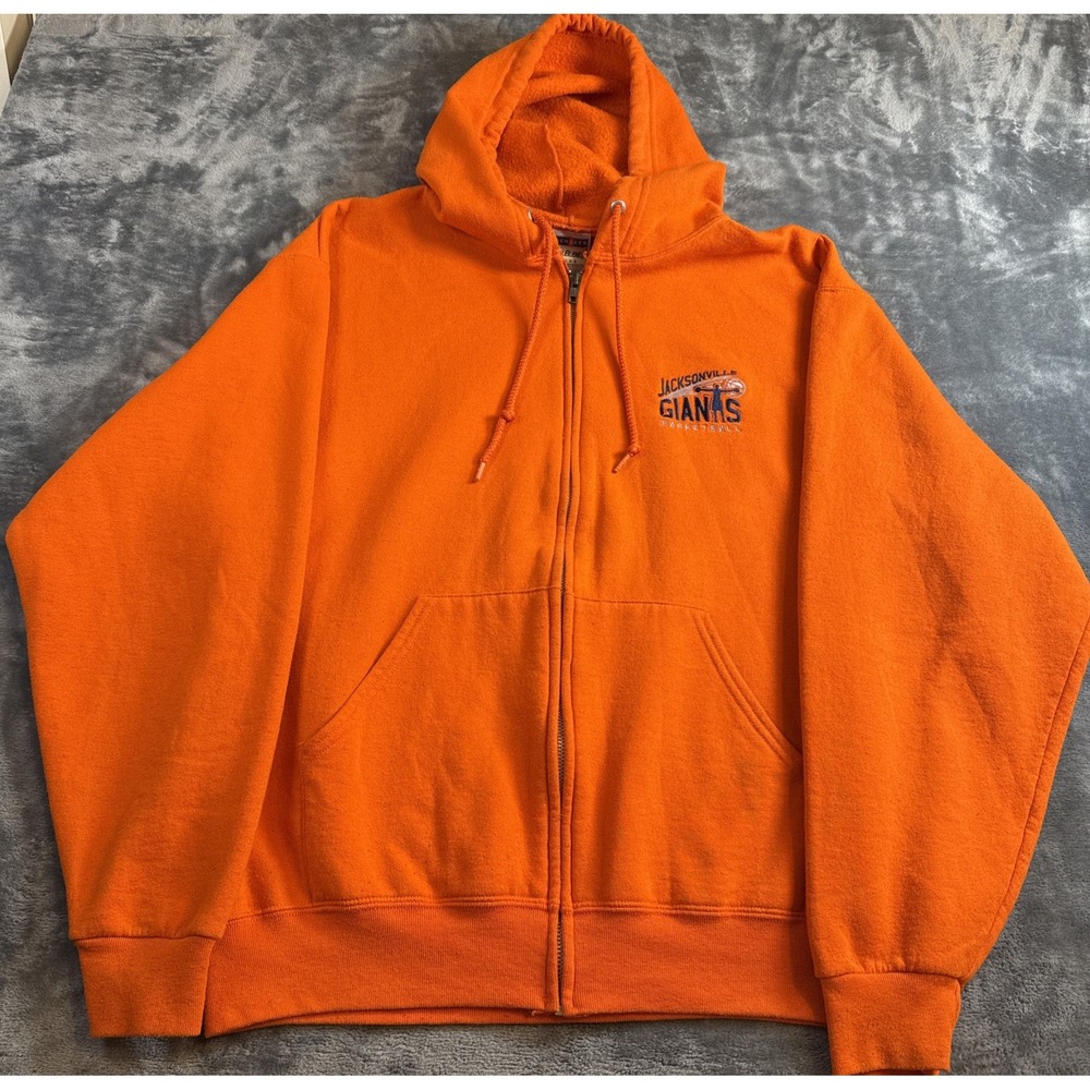 Jacksonville Giants Basketball Jerzees Orange Full Zip Hoodie Size L